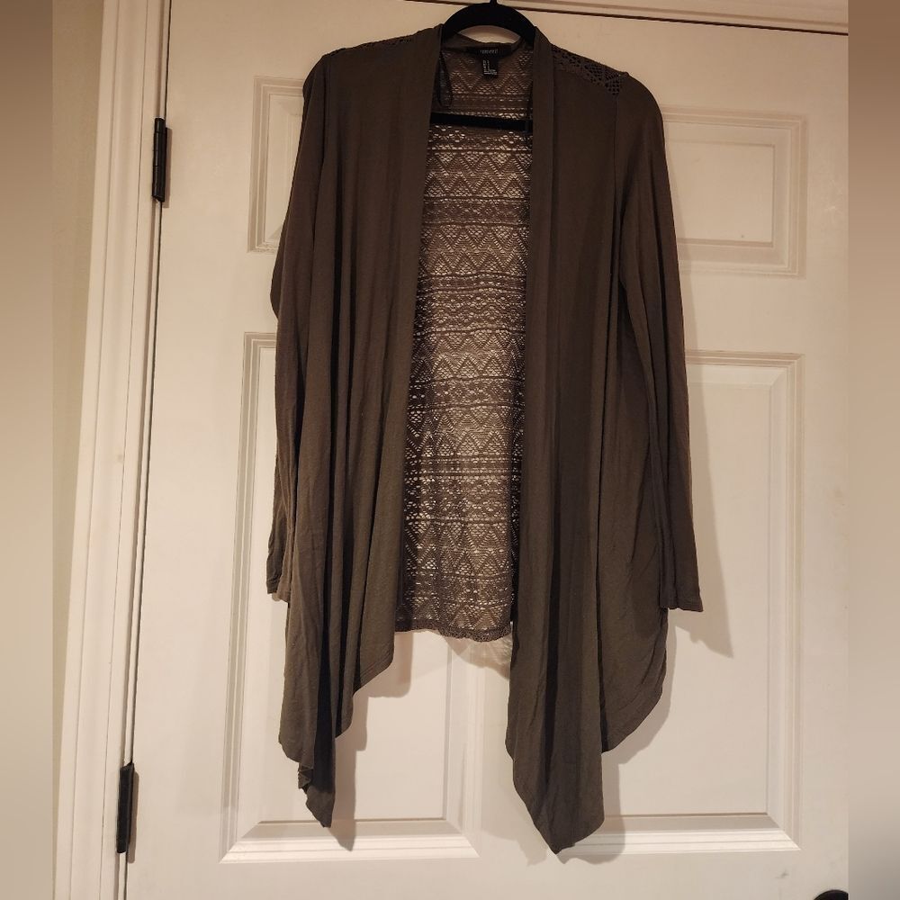 Forever 21 olive green long cardigan L
